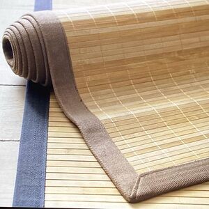 Crate & Barrel Bamboo Tiki Rug Mocha 2’ x 3’